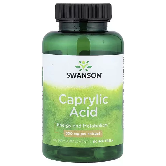 Swanson Caprylic Acid 600 mg, 60 lágykapszula