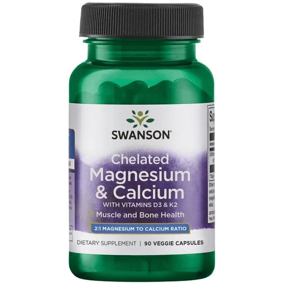 Swanson Magnesium & calcium d3 és k2 hozzáadással, 2:1 komplex, 90 db