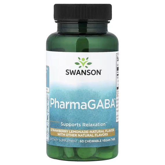 Swanson PharmaGABA™, Eper-Citrom ízű rágótabletta, 100 mg, 60db