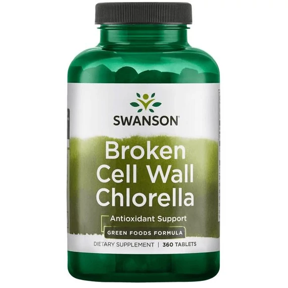 Swanson Chlorella alga törött sejtfalu, 500 mg, 360 db