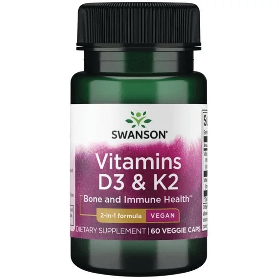 Swanson D3+k2 vitamins , 2000NE+75mcg növényi kapszula, 60 db