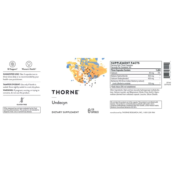 Undecilénsav, bélflóra és a hüvelyflóra egészsége, 120 db, Thorne