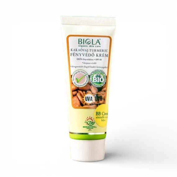 Biola Kakaóvaj-turmeric fényvédő krém - SPF40 - sötét , 75 ml