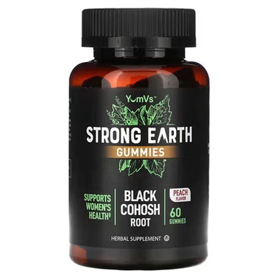 YumVs Strong Earth fekete kohos gyömbérrel barack ízű gumivitamin, 60db