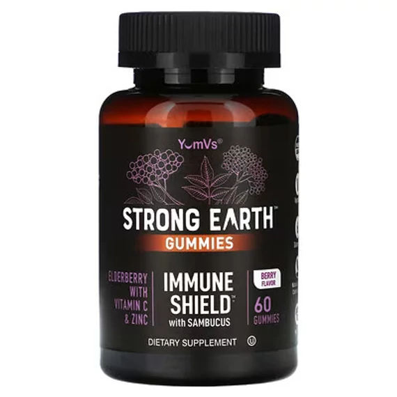 YumVs Strong Earth pajzs bodza ízű gumivitamin, 60db