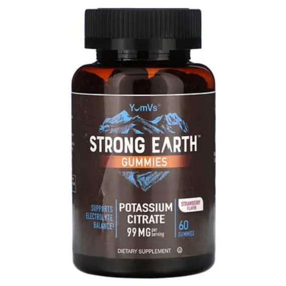 YumVs Strong Earth Kálium-Citrát eper íztű gumivitamin, 60db