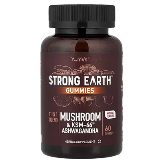 YumVs Strong Earth Gombával & KSM-66 Ashwagandhával gumivitamin, 60db
