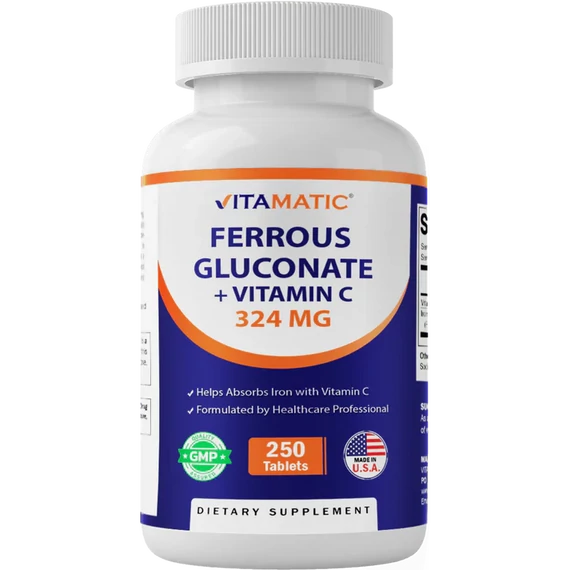 Vitamatic Vas-glükonát + C-vitamin, 250 tabletta