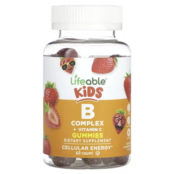 Lifeable Kids B komplex + C-vitamin, eper ízű gumivitamin, 60db