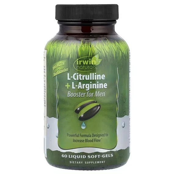 Irwin Naturals L-Citrulline + L-Arginine Férfi Teljesítmény Booster, 60 db lágyzselatin kapszula