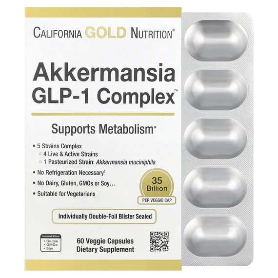 California Gold Nutrition Akkermansia + Probiotikumok GLP-1 Komplex, 60 vegetáriánus kapszula
