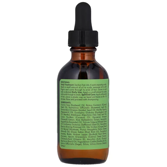 Fejbőr- és hajerősítő olaj, rozmaring és menta, 59 ml, Mielle 