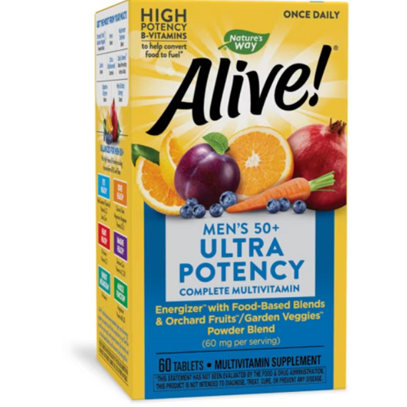 Alive! Men s 50+ Ultra Potency, multivitamin férfiaknak, B-vitaminnal, 60 db, Nature s Way